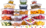 nuovva Airtight Food Storage Containers Set Plastic Food Containers with Lids Leak Proof Pantry & Kitchen Containers Meal Prep Sets 40pcs (20 Containers 20 Lids)