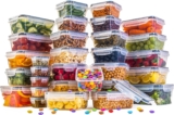nuovva Airtight Food Storage Containers Set Plastic Food Containers with Lids Leak Proof Pantry & Kitchen Containers Meal Prep Sets 60pcs (30 Containers 30 Lids)