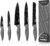nuovva Professional Kitchen Knife Set 5pcs Black Granite Kitchen Knives Stainless Steel Granite Non Stick Blades Chefs, Filleting, Bread, Paring and Utility Knives
