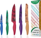 nuovva Professional Kitchen Knife Set 5pcs Colour Pattern Kitchen Knives Stainless Steel Granite Non Stick Blades Chefs, Filleting, Bread, Paring and Utility Knives