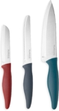nuovva Sharp Kitchen Knife Set 3pcs Colour Kitchen Knives Stainless Steel Non Stick Blades Includes Chefs Knife, Tomato Knife and Paring Knife