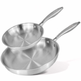 nuovva Stainless Steel Frying Pan Set 2pcs Naturally Non-Stick Tri-Ply 20cm & 28cm Cooking Pans – Prime Price – Sold by MALMO FBA