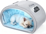 pecute Cat Cooling House, Dog House with Cooling Mat, Indoor Cat Bed with Insulation and 6 Built-in Ice Packs, Foldable Transparent Window Cat House for Small Medium Pets Under 8kg,L,Grey