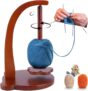 rolu Yarn Holder Portable Wooden Yarn Spinner Detachable Yarns Ball Holder Organizer with Rotating Magnetic Straight Axis Wooden Spinner for Knitting Crochet Lovers(Retro)