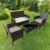 shine planet 4 Seater Garden Patio Furniture Set Rattan Garden Furniture with sponge padded water resistant cushions and Tempered Glass Table good for Garden, Backyard (Brown Beige Cushions)
