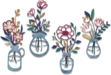 twinklemon 4 Pcs Colorful Metal Flowers Wall Art Decoration, Minimalist Line Vase Hanging Wall Decor, Floral Artwork Sculptures Decor for Bedroom Living Room Bathroom Kitchen Home Hallway Stairs