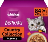 whiskas 1 Adult Tasty Mix in Gravy 84 Pouches, Adult Wet Cat Food, Country Collection, Megapack (84 x 85 g)