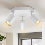 wowatt Ceiling Spotlight Rotatable 3 Way Spot Light GU10 Modern Ceiling Lights Indoor White Round LED Spotlight Ceiling Fitting Adjustable for Kitchen Bedroom Hallway, GU10 Bulb Not Included