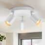 wowatt Ceiling Spotlight Rotatable 3 Way Spot Light GU10 Modern Ceiling Lights Indoor White Round LED Spotlight Ceiling Fitting Adjustable for Kitchen Bedroom Hallway, GU10 Bulb Not Included