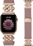 wutwuk Braided Magnetic Strap Compatible with Apple Watch Straps 42mm(S11/10) 41mm 40mm 38mm Women, Dressy Celtic Metal Stretchy Strap for iWatch Series 11 10 9 8 7 6 5 4 SE 3 2 1, Dusty Pink